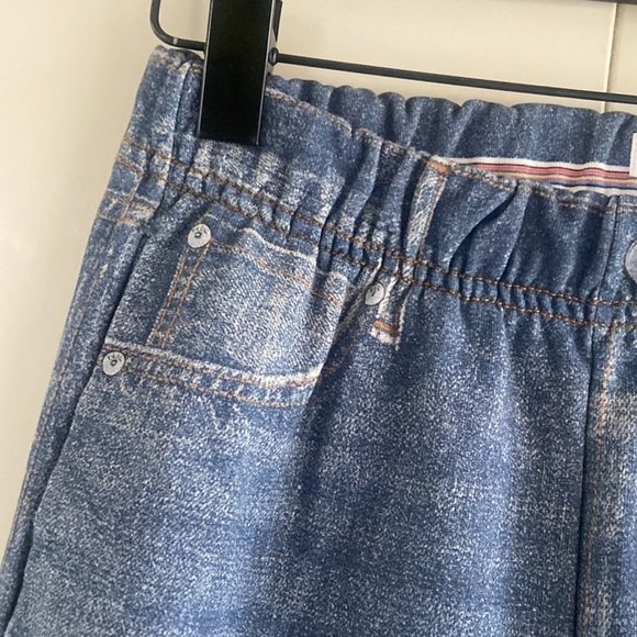 Ecru Denim-Print Wide-Leg Sweatpants - Picture 3 of 13